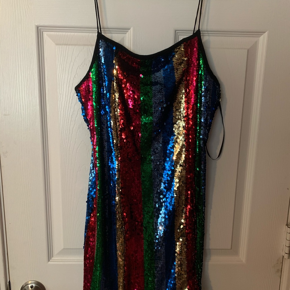 Rainbow sequins mini dress